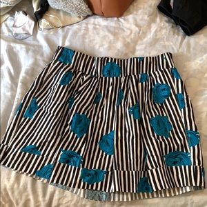 Striped/floral skirt with pockets
